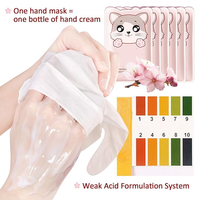 Hand Masks Moisturizing Gloves,12 Pairs Hydrating Hand Peel Masks Gift Set for Dry Cracked Hands Care,Long-lasting and Non-greasy Hand Moisturizer Gloves for Women