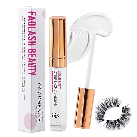 Lash Glue DIY Eyelash Glue for False Lashes Waterproof Eye Lash Glue with Super Strong Hold & Latex-Free White Strip Lashes Glue for Self-Application at Home