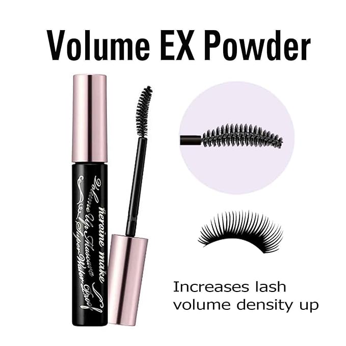 HEROINE MAKE by KISSME Volumizing Mascara Waterproof & Curvy Brush for Eye Makeup | Waterproof Mascara Volume & Length by Defining Fiber for Long-lasting Natural Eyelash Look, from Japan, Black, 1 EA