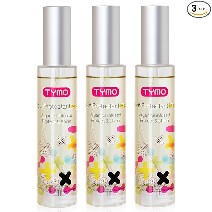 TYMO Heat Protectant for Hair with Argan Oil for Heated Styling Tools, Leave in Conditioner Spray to Smooth & Hydrate, Natural Pure Formulation, Multi-benefit Treatment, Lightweight Spray, Pack of 3