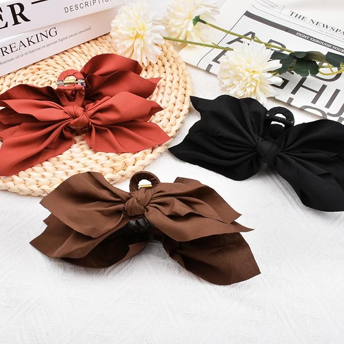 Bow Claw Clips Hair Clips Big Hair Bows for Women Butterfly Styling Large Hair Clips for Thick Hair for Girls Hair Accessories for Teen 3PC