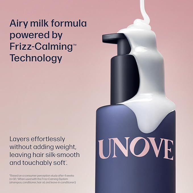 UNOVE Frizz-Calming Sleek Leave-In Conditioner, Anti Frizz Heat Protectant Hair Treatment, 72-Hour Frizz Control, Humidity & Static Resistant, 150 ml / 5.07 fl oz