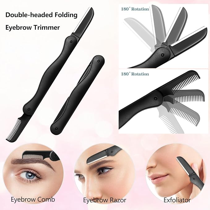 Eyebrow Razor, 5-in-1 Eyebrow Kit, Professional Eyebrow Grooming Set, Eyebrow Trimmer Set for Women and Men, Including Brow Razors Trimmer, Brush, Eyebrow Scissors, Slant Tweezers