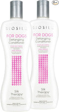 BioSilk for Dogs Silk Therapy Dog Detangling Conditioner, Dog Coat Conditioner to Help Smooth Knots and Tangles and Support Soft Manageable Coats During Routine Grooming, 12 Fl Oz - 2 Pack