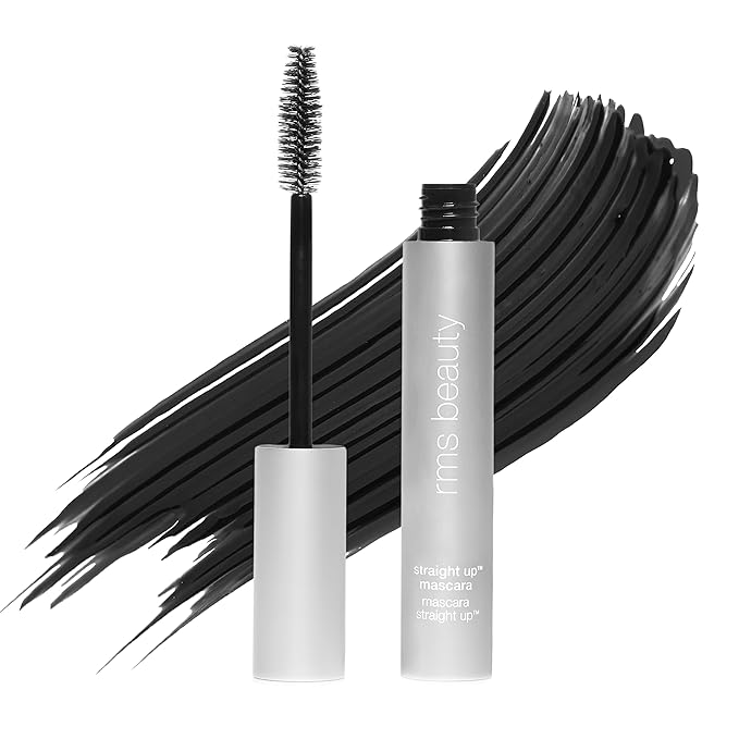 RMS Beauty Straight Up Volumizing Peptide Mascara, Blackest Black - Add Volume, Lift & Nourishment to Lashes - Pro Peptide & Tri-Locking System for Long-Lasting Wear (0.34 fl oz / 10ml)