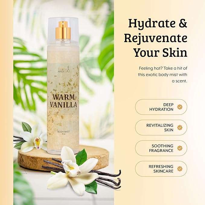 Freida and Joe Warm Vanilla Unisex, Womens Perfume Fragrance Body Mist & Sprays, Women's Fruity Luxury Scented Gifts & Presents, 8 oz Fine Mist Spray Bottle (Warm Vanilla) – Mother's Day Gift for Mom