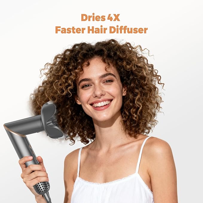 6 in 1 Hair Dryer Brush & Air Styler, Foldable High Speed Negative Ionic Hair Care Blow Dryer with Auto-Wrap Curlers, Hair Brush Blow Dryer Salon at Home, Straight, Dry,Curl, Travel Bag 110-120V