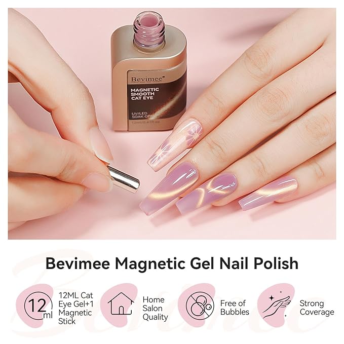 Cat Eye Gel Nail Polish Sheer Pink Purple Glass Jelly Magnetic Nail Polish Gel Shimmer Glitter Gloss Shine Holographic Translucent Color for Nail Art Manicure DIY at Home 12ml