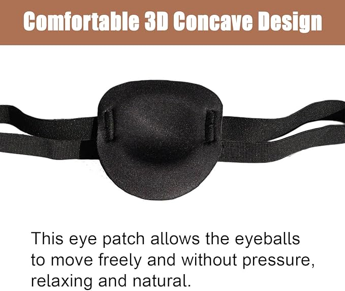 2 Pcs Eye Patch for Adults Kids,3D Adjustable Eye Patches for Amblyopia Lazy Pirate Costume(Black)