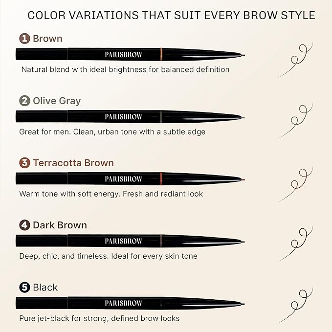 PARISBROW Slim Brow Pencil 02/Olive Gray Ultra-Fine Eyebrow Pencil (0.9mm Tip)