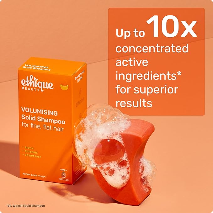 Ethique Volumizing Shampoo Bar with Biotin for thin, fine hair - Plastic-Free, Vegan, Cruelty-Free, 3.88 oz - Formerly Sweet & Spicy - Formerly Sweet & Spicy