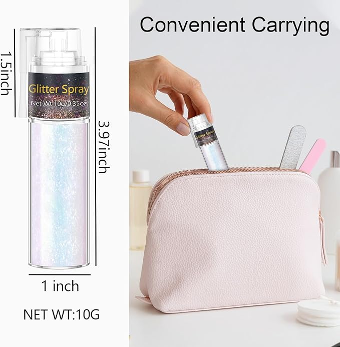 Hair and Body Glitter Spray, Hair Glitter Extra Fine Face Shimmer Powder for Clothes, Festival Loose Sparkle Powder for Rave Clothes Nail Art Easter Halloween Crafts（1PC Sparkling Pink）