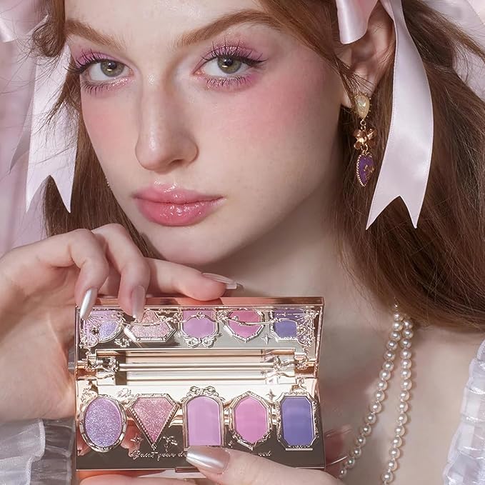 Flower Knows RocoBerry Dream 11-Piece Makeup Gift Box Set,Includes Makeup Palette,Blush,Highlighter,Lip Gloss,Hand Mirror,Bag Charm,Eyeshadow Brush,Blush Brush,Box,Perfect Anniversary Valentine Gift