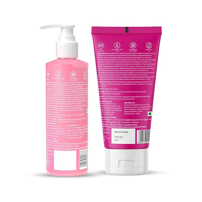 PLIX - THE PLANT FIX - Hibiscus Bond Repair Shampoo (200ml) + Conditioner (175ml) | Repairs Molecular Structure & Reduces Breakage | FiberHance & TechnoHYAL Hair Complex