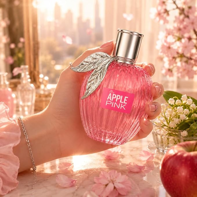 Big Apple Pink Eau de Parfum for Women, 100ml / 3.4 fl oz Long-Lasting Perfume Spray, Fresh Fruity Floral Fragrance with Grapefruit, Apricot, Rose, Jasmine & Red Apple, Cruelty Free & Vegan