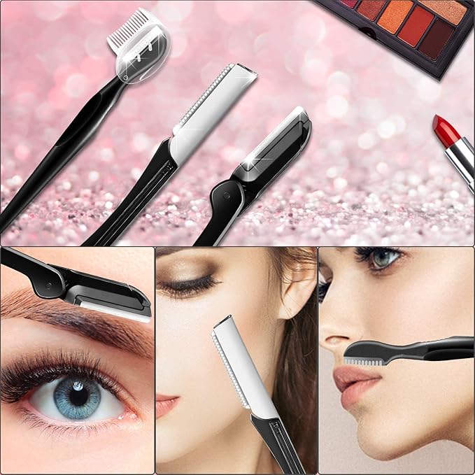 8 In 1 Eyebrow Grooming Kit, Multipurpose Exfoliating Dermaplaning Tool, Male And Female Facial Razor Facial Trimming Razor Eyebrow Brush Scissors Tweezers Tool