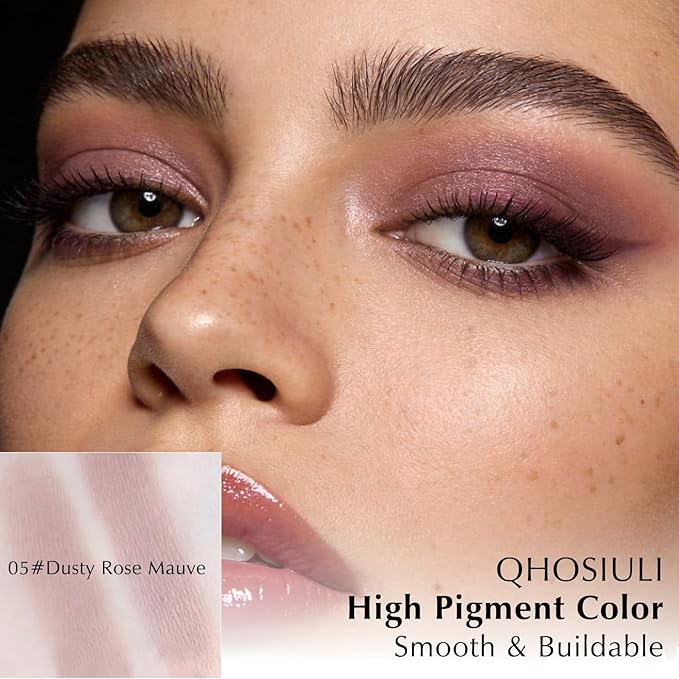 Dusty Rose Mauve Matte Eyeshadow Palette, Mini Monochrome Eye Shadow for Older Women, Pigmented Neutral Eyeshadow Powder Compact sombras para ojos, Naturing-Looking Smooth Blendable Color