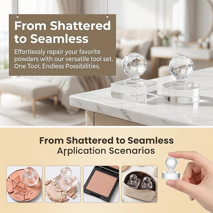 2pcs Eyeshadow Stamper Tool Kit Square Round Pressing Molds for Makeup Repair Eyeshadow Blush Brow Highlighter Portable User-friendly Design