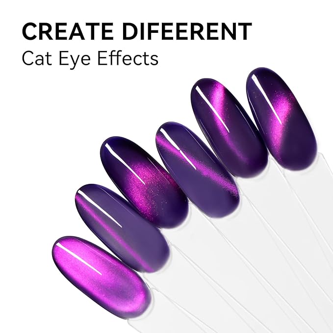 MAYCHAO 15ML Silk Purple Cat Eye Gel Nail Polish 1Pc Purple Cat Eye Gel Polish Soak off Holographic Magnetic Nail Polish for Nail Art Manicure Salon DIY at Home, 0.5 OZ