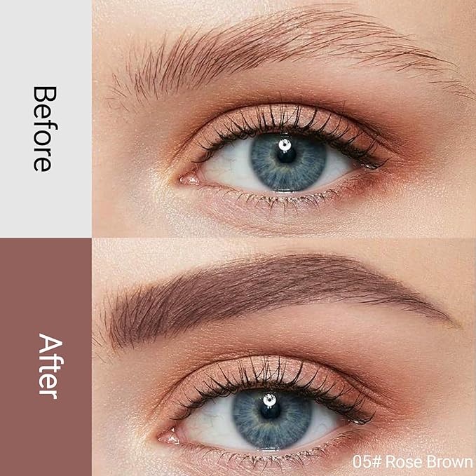 Erinde 2PCS Tinted Eyebrow Gel, Micro-Precision Adjustable Angle Brush Tinted Brow Gel, Waterproof Long-Lasting Smudgeproof Eyebrow Mascara Brow Tint for Natural Brow Makeup, 05 Rose Brown