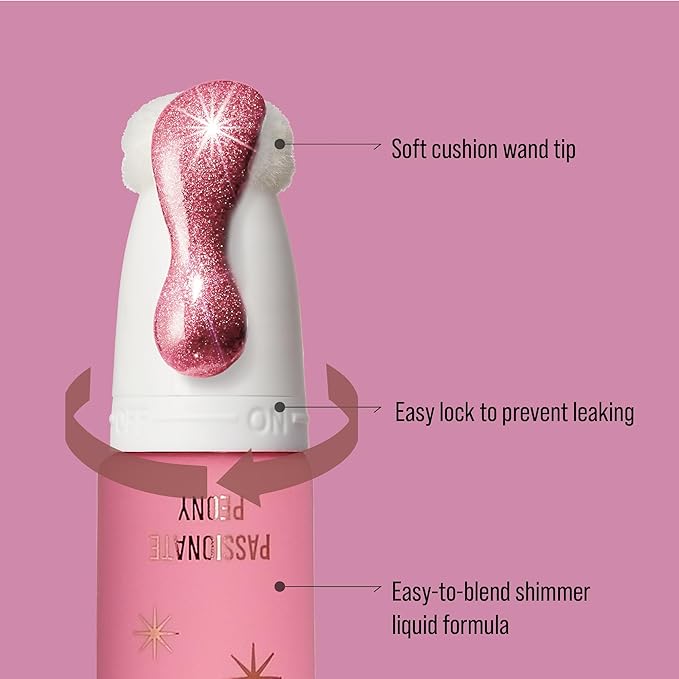 Kiss New York Professional Pearl Liquid Blush Beauty Wand, High Pigment Glow for Cheek, Eye & Lip, Non-Greasy Hydration Lightweight with Sponge-Tip Applicator (Passionate Peony)