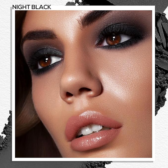 MAKI YIKA Dark Black Matte Single Eye Shadow Palette for Women Pigmented Dark Eyeshadow Powder for Brown Eyes Color Stay Long Lasting Waterproof Eye Makeup Palette, #5