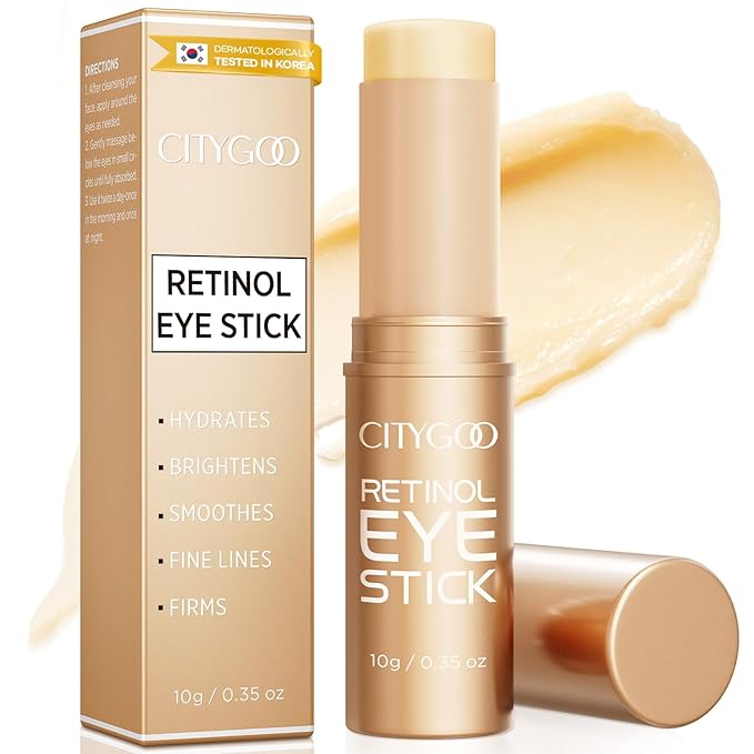 CITYGOO Retinol Eye Stick With Collagen, Hyaluronic Acid For Dark Circle, Under Eye Cream Anti Aging, For Puffiness and Bags Reduces Fine Lines (Retinol Premium Gold Edition 3g) (Matte Gold)
