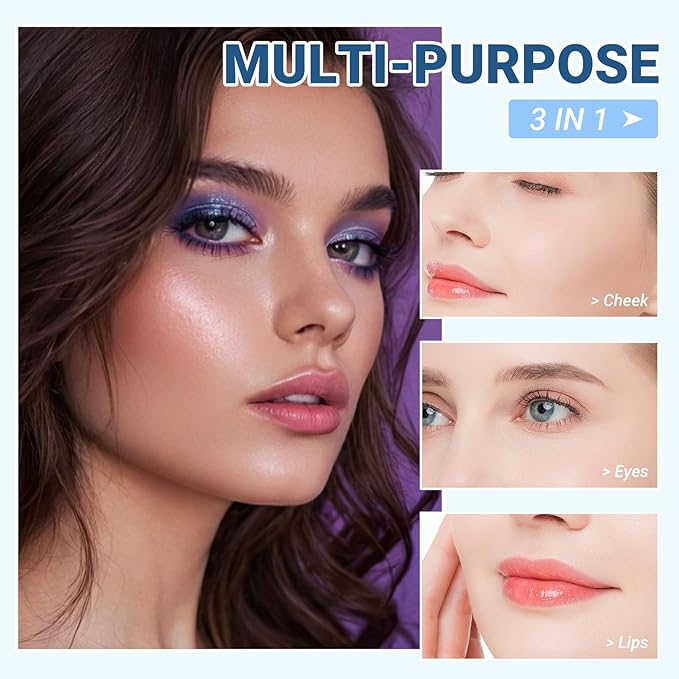Refillable Eyeshadow Palette - Matte/Glitter/Duo-Chrome Pressed Powder & Cream Formula, Neutral/Shimmer/Smokey Multichrome, Travel-Friendly Iron Pan Refills (Glitter, D62)