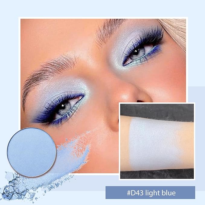 Refillable Eyeshadow Palette - Matte/Glitter/Duo-Chrome Pressed Powder & Cream Formula, Neutral/Shimmer/Smokey Multichrome, Travel-Friendly Iron Pan Refills (Matte, D43)