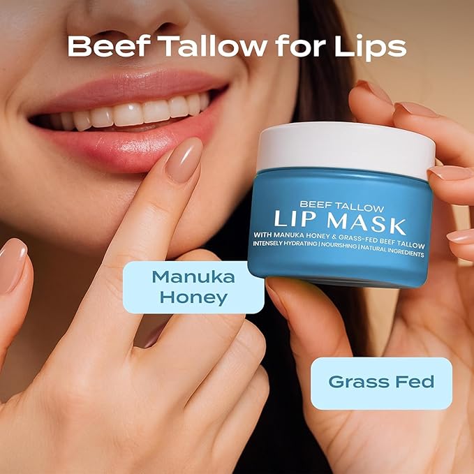 Body Restore Beef Tallow Lip Mask – Fathers Day Gift for Dad from Daughter Son Wife, Peppermint Overnight Hydrating Lip Treatment, Birthday Gifts for Men, Self Care Spa Gifts