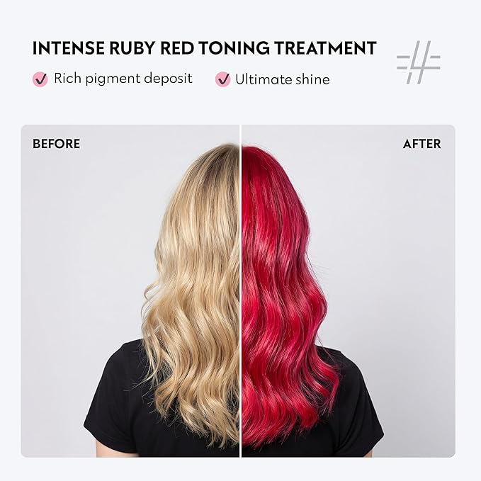 FOUR REASONS Color Mask INTENSE Ruby Red (27 shades) - Semi Permanent Red Hair Dye for Lightened and Colored Hair, - Intensive Toning Treatment, 100% Vegan Conditioner - Cruelty Free, 6.76 fl oz