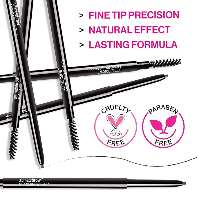wet n wild Ultimate Brow Micro Eyebrow Retractable Pencil, Brunette, Ultra Fine 1.5mm Tip, Draws Tiny Brow Hairs