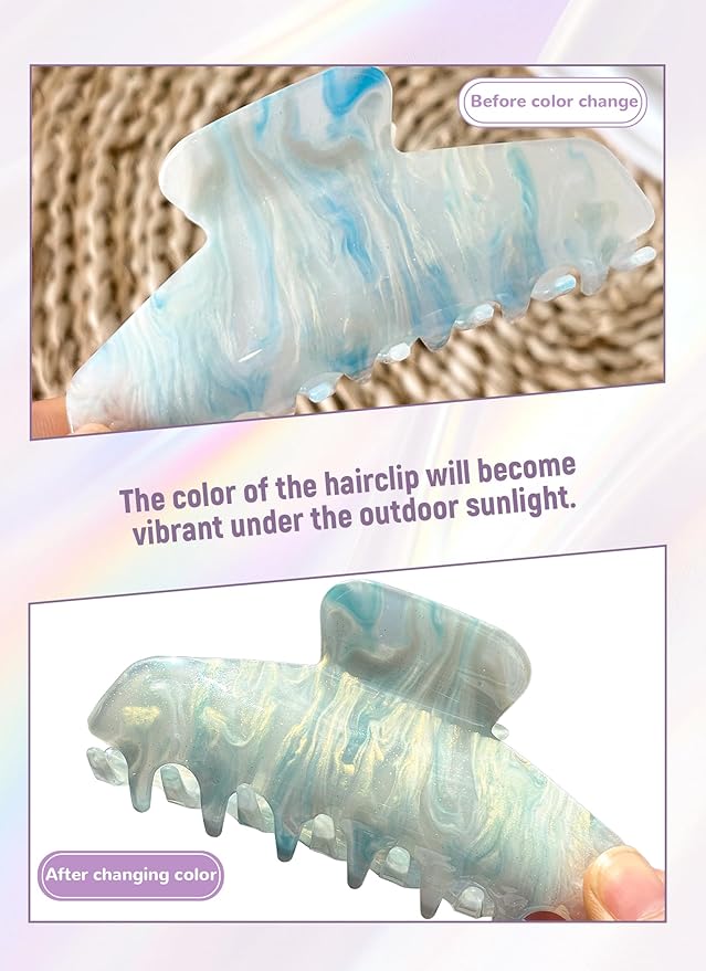 2 Pack Large Acrylic Hair Claw Clips for Women - 4.3 Inch Strong Hold Nonslip Hair Clips Big Claw Barrettes for Thick Thin Hair, Cute Durable Jaw Clips for Women Girls