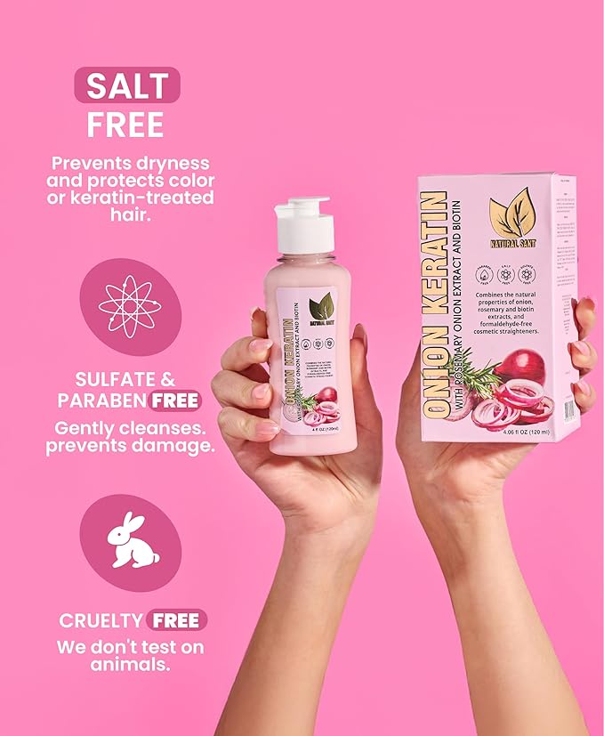 NATURAL SANT - Onion Keratin DuoBox 120ml – Deep Repair & Smoothing for Dry, Damaged Hair, Frizz Control & Heat Protection with Biotin & Rosemary | Dry, Damaged Hair