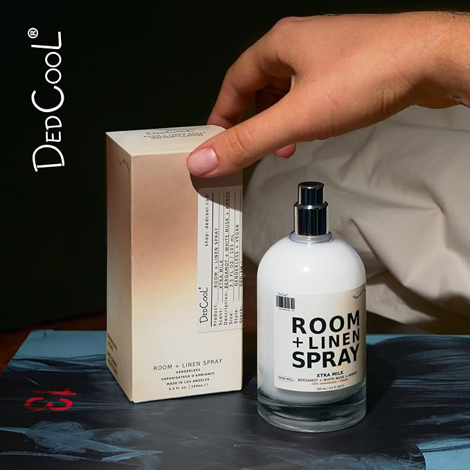 DedCool Room + Linen Spray in Xtra Milk | Natural Fabric & Linen Spray | Non-Toxic, Essential Oil Infused | Freshens Home, Bedding, Couch, Closet & Bath | 3.5 fl oz