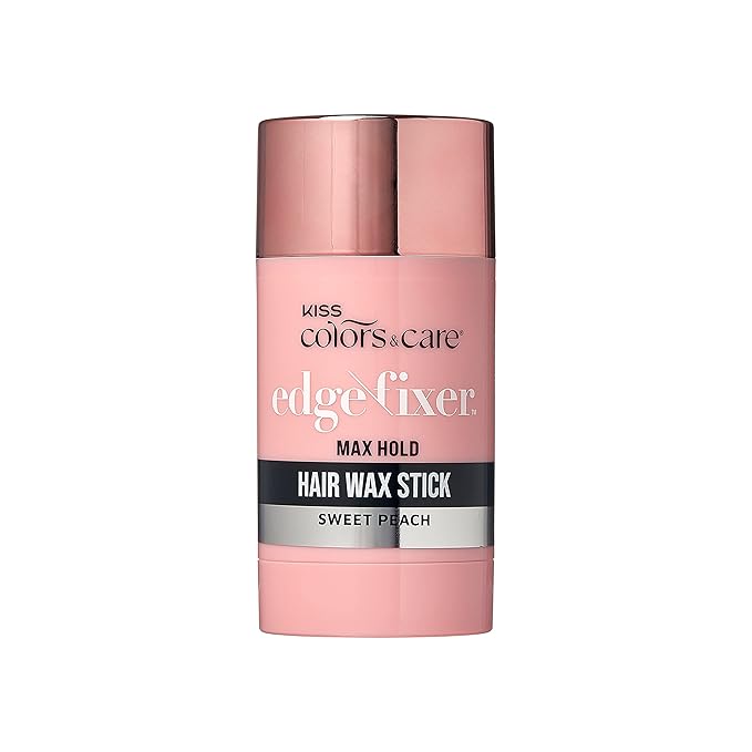 KISS COLORS & CARE Hair Wax Stick, 2.47 OZ (Sweet Peach) - Effortless Edge Styling, 24 Hour Hold, Non-Oily, Flake-Free, Biotin B7 & Shea Butter, Sleek Results, Tames Flyaways, Promotes Hair Growth