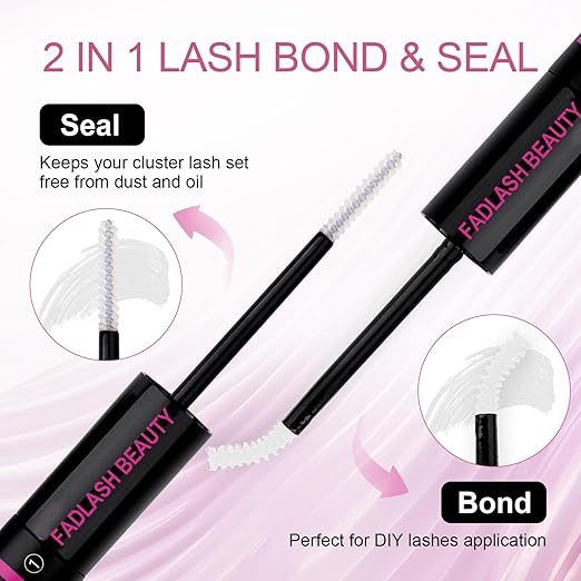 Lash Glue DIY Eyelash Glue for Lashes Clusters Latex-Free Waterproof Latex-Free 2-in-1 Lash Bond and Seal for Self-Application at Home Lash Cluster Glue 10ml Long-Lasting 48-72H
