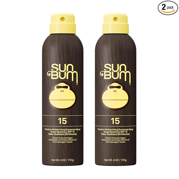 Sun Bum Original SPF 15 Sunscreen Body Spray - Broad Spectrum Moisturizing Sunscreen with Vitamin E - Hawaii 104 Act Compliant (Made without Octinoxate & Oxybenzone) - 6 oz (Pack of 2)