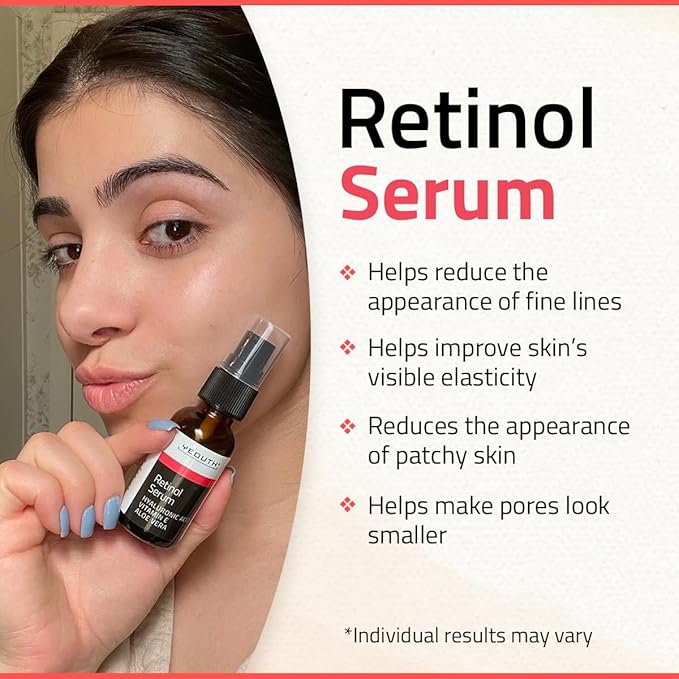 YEOUTH Retinol Serum for Face with Hyaluronic Acid, Vitamin E, and Aloe Vera, Retinol Skin Booster for Women and Men, Gentle Facial Skincare for Smoother-Looking Skin 1 oz
