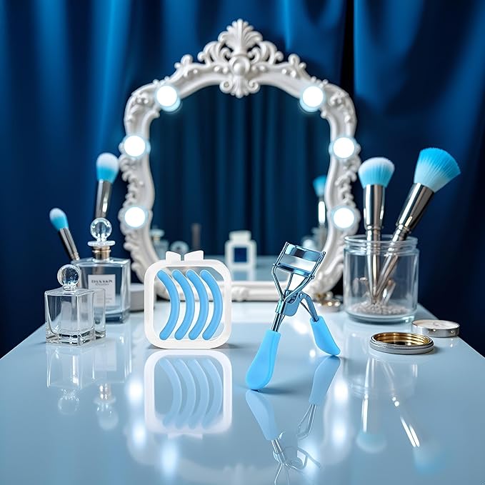 1 Set Blue Eyelash Curlers for Women Eyelash Curler with 4 Replacement Refill Pads Lash Curler Premium Quality Eye Lash Curler Makeup Eyelashes Tool to Curl and Lifted Lashes Eye
