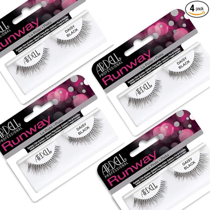 Ardell False Eyelashes Daisy Black - Natural Look Lashes, Comfortable Wear for Everyday & Special Occasions, 4 Pack