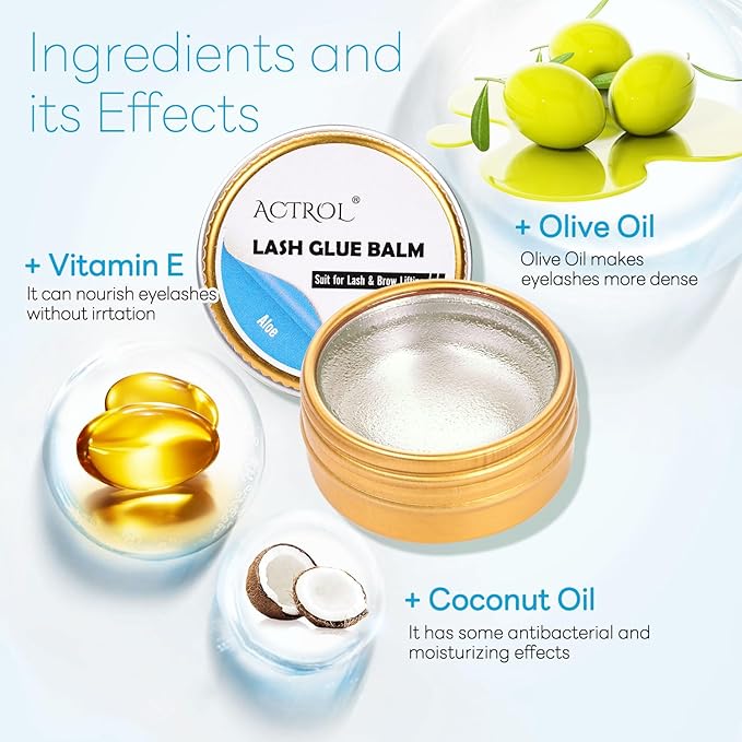 Lash Lift Glue Balm Eyelash Lifting Perm Aloe Strong Hold Lash&Brow Perm Glue Balm Brow Adhesive Powerful Sticky Brow Lamination 0.35Oz/10G