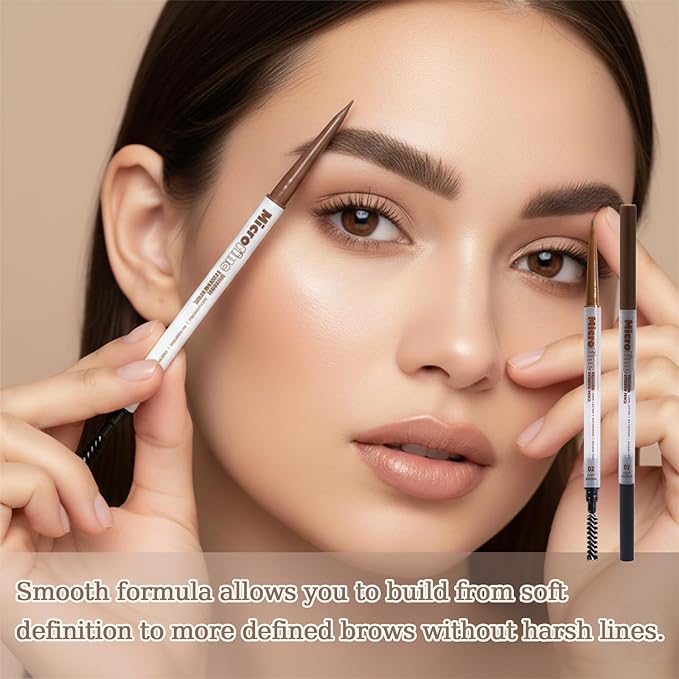 MicroFine Precision Brow Pencil, Ultra-Fine 1.2mm Tip, Buildable Natural Color, Smudge-Resistant Long-Wear, Vegan & Cruelty-Free Brow Definer (02 Soft Brown, 0.0016 oz/45mg（pack of 1）)