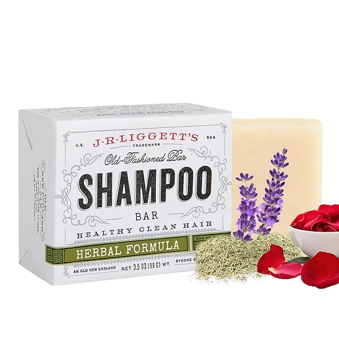 J.R.LIGGETT'S Shampoo Bar - Herbal Formula, All Natural Bar Shampoo for Hair with Coconut Oil & Castor Oil, Sulfate Free, GMO Free, Antioxidant-Rich Plant Oils, Promotes Scalp Balance, 3.5 oz - 1 Pack