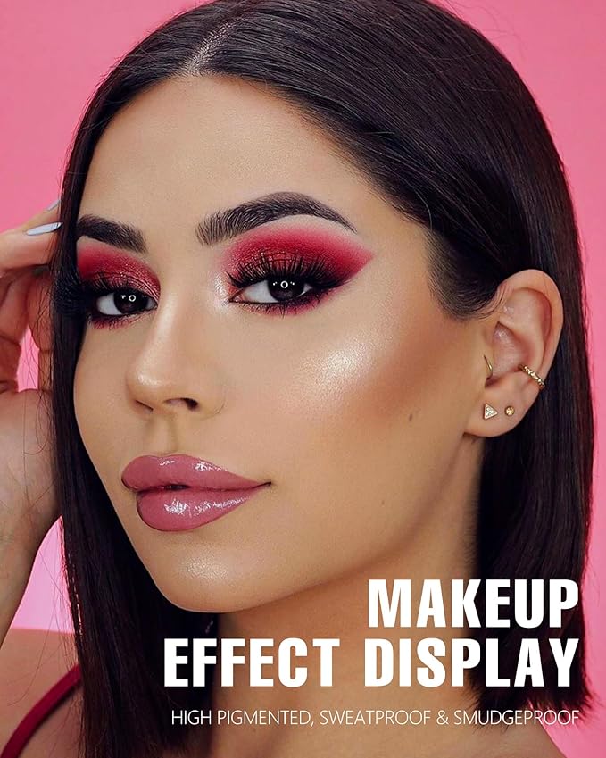 MAKI YIKA Red Eyeshadow Palette Matte Eye Shadow for Women Long Lasting High Pigmented 9 Shade Glitter Shimmer Matte Red Eye Shadows -9Red