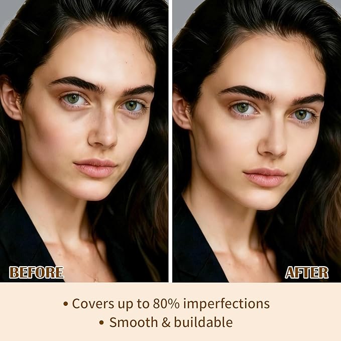 UCANBE 2-IN-1 Foundation + Concealer, Full Coverage Long-Lasting Matte Makeup for Normal, Combination and Oily Skin, Buildable Waterproof Formula with Hyaluronic Acid （04 Natural Beige）
