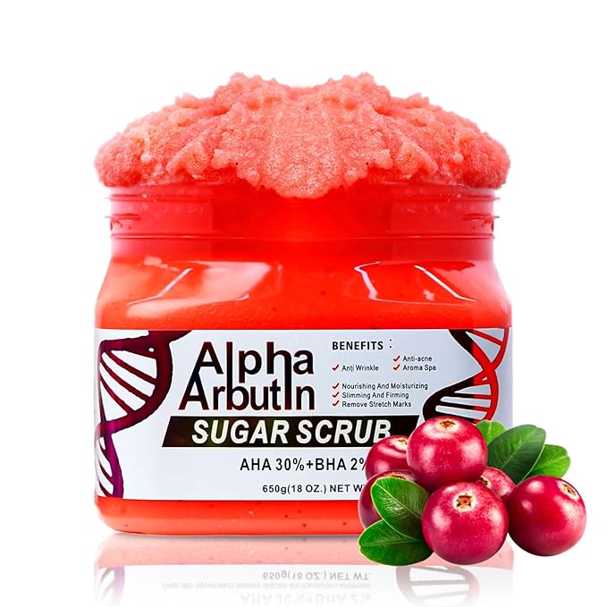 Alpha Arbutin Sugar Body Scrub, AHA + BHA, Anti-Acne, Anti-Wrinkle, Nourishing and Moisturizing Formula (2)