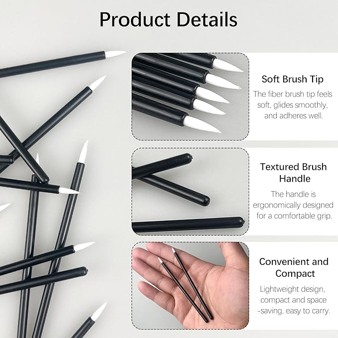 100PCS Black Disposable Eyeliner Brushes, Cosmetic Eye Wands for Eyeliners, Lip Liners, Eye Makeup, Eyelashes, and Detail Painting, Makeup Brush Applicators