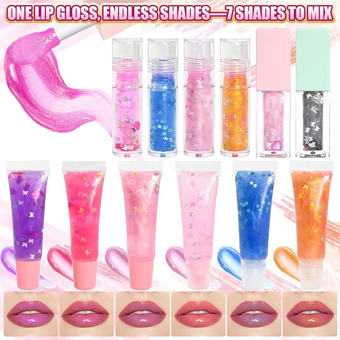 Jcoos Lip Gloss Making Kit, DIY Lip Glosses Kit to Make Your Own Lip Stick, Color Changing Lip Gloss, Temperature Change Lipgloss Long Lasting Nutritious Lipgloss Set for Beginner Women Girls