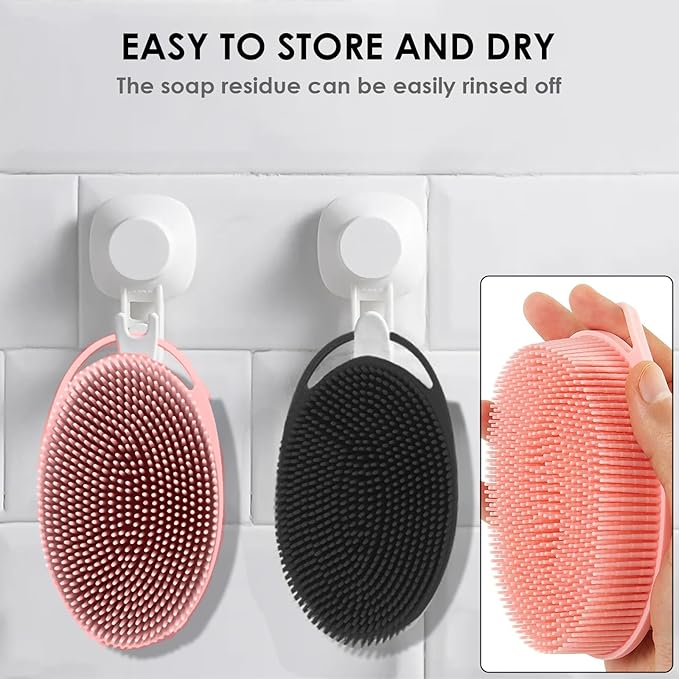 Silicone Body Scrubber - Dual-Sided Silicone Loofah for Use in Shower, Dry Brushing Body Brush Glove Exfoliating Body Scrubber Loofah Brush Easy-to-Clean for Sensitive Kids Women Men All Kinds of Skin